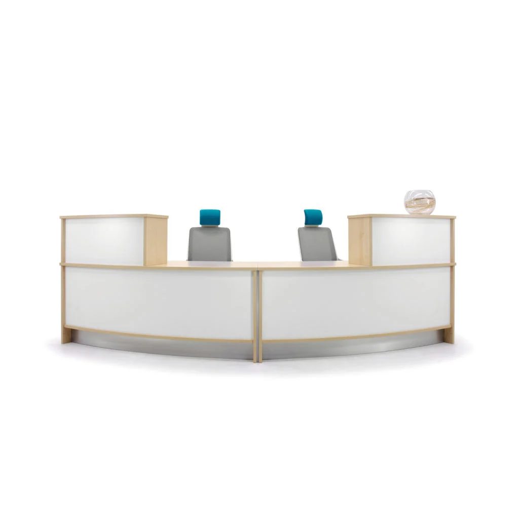 Curved reception desks